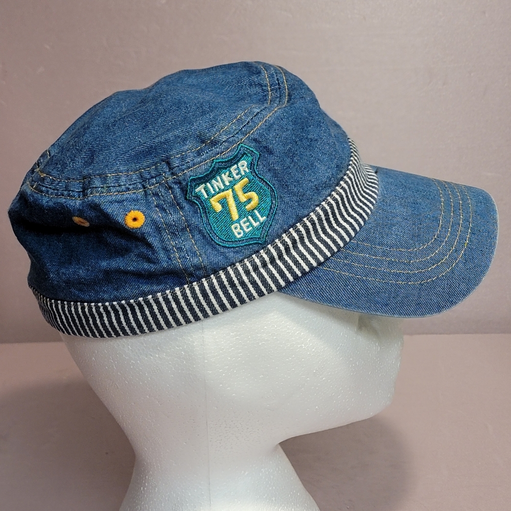 Tinker Bell 75th Anniversary OS Girls Army Style Blue Denim Cap